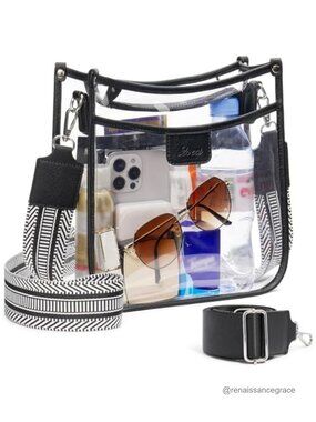 Clear Crossbody Bag Stadium Approved Purse with Adjustable Straps